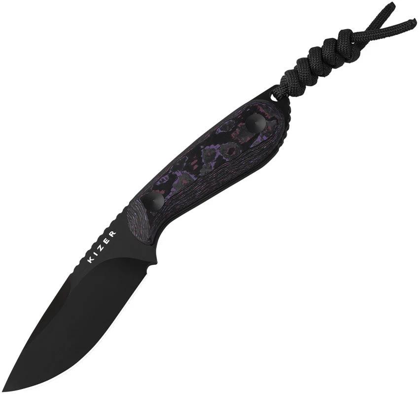 Kizer Cutlery Buddy Fixed Blade Knife Purple Haze CPM4V Tool Steel 6 Inch Overall With Kydex Sheath For EDC Enthusiasts by Kizer Cutlery