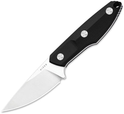 Kizer Cutlery Splinter Fixed Blade Knife For EDC Black G10 Handle 3.13in Satin AEB-L Drop Point Blade by Kizer Cutlery