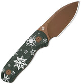 Kizer Cutlery Drop Bear Fixed Blade Knife 6In D2 PVD Coated Blade Green White G10 Snowflake Artwork For Outdoor Fans by Kizer Cutlery