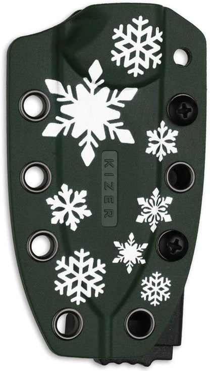 Kizer Cutlery Drop Bear Fixed Blade Knife 6In D2 PVD Coated Blade Green White G10 Snowflake Artwork For Outdoor Fans by Kizer Cutlery