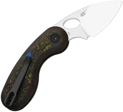 Kizer Microbe Button Linerlock Knife 80s Camo Carbon Fiber Handle M390 Blade Thumb Pull Pocket Clip EDC Enthusiasts by Kizer Cutlery