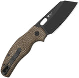 Kizer Cutlery C01C Button Lock Knife 3In Elmax DLC Blade, Black Micarta, EDC Ready by Kizer Cutlery