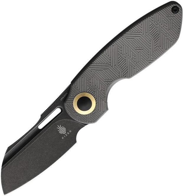 Kizer Cutlery October Framelock 3569A2 EDC Knife CPM-20CV Black Stonewash Titanium Handle For EDC Enthusiasts by Kizer Cutlery