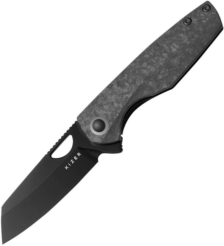 Kizer Sparrow Framelock Marble Carbon Fiber Knife With S35VN Sheepsfoot Blade For EDC Enthusiasts by Kizer Cutlery