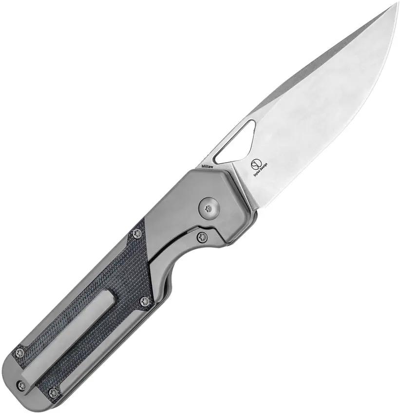 Kizer Militaw Framelock KI3634A1 S35VN Drop Point Stonewash Blade Gray Titanium Handle Micarta Inlay EDC Outdoors by Kizer Cutlery