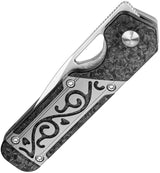 Kizer Cutlery Mini Militaw Framelock Knife S45VN Satin Blade Carbon Fiber Handle Titanium Back Extended Tang For EDC by Kizer Cutlery