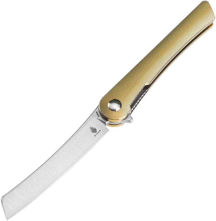 Kizer Cutlery Mercury Linerlock Knife Titanium Gold Handle S35VN 3.25in Blade For EDC Enthusiasts by Kizer Cutlery