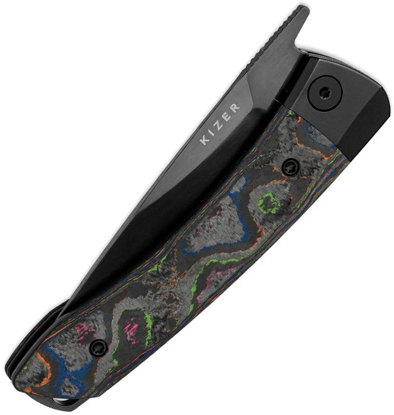 Kizer Mini Momo Linerlock Knife 80s Camouflage Carbon Fiber Handle S35VN For EDC Enthusiasts by Kizer Cutlery