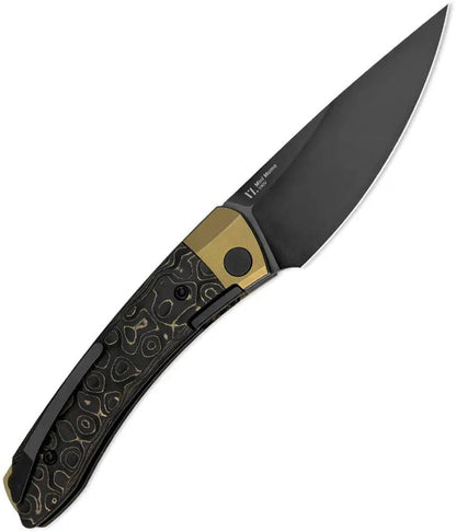 Kizer Mini MoMo Linerlock Knife CF Gold Dark Matter Carbon Fiber S90V 3.25 Inch Blade For EDC Enthusiasts by Kizer Cutlery
