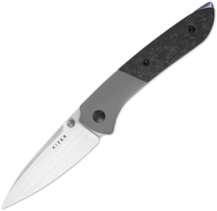 Kizer Spitfire Framelock Knife Ti CF Handle S35VN Drop Point Premium EDC Enthusiasts For Everyday Carry by Kizer Cutlery