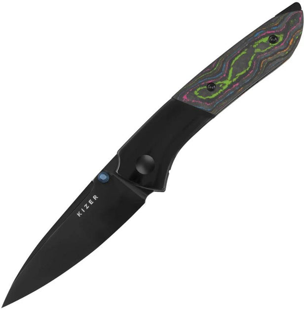 Kizer Spitfire Framelock EDC Knife Premium with 80s Camo Carbon Fiber Inlay S35VN DLC Blade for EDC Enthusiasts by Kizer Cutlery