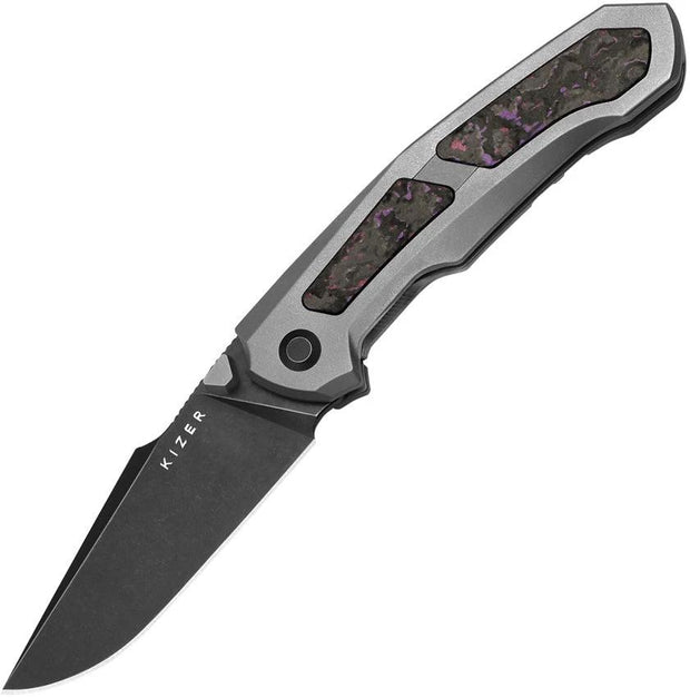 Kizer Cutlery Feweed Framelock Pur Haze EDC Knife With S35VN Harpoon Blade And Purple Haze Carbon Fiber Inlay by Kizer Cutlery