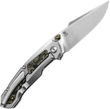 Kizer Feweed Framelock Knife With Harpoon Style Satin Blade And Gold Camouflage Carbon Fiber Inlay For EDC Enthusiasts by Kizer Cutlery