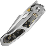 Kizer Feweed Framelock Knife With Harpoon Style Satin Blade And Gold Camouflage Carbon Fiber Inlay For EDC Enthusiasts by Kizer Cutlery