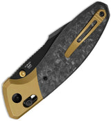 Kizer Staffi Clutch Lock Knife CF KI3695A1 S45VN Blade Gold Titanium Handle With Carbon Fiber Inlay EDC For Collectors by Kizer Cutlery