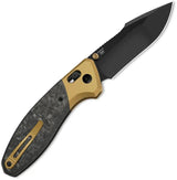 Kizer Staffi Clutch Lock Knife CF KI3695A1 S45VN Blade Gold Titanium Handle With Carbon Fiber Inlay EDC For Collectors by Kizer Cutlery