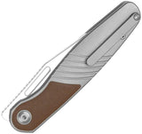 Kizer Raze Framelock Ti Leather Inlay Folding Knife S45VN 3.5in Satin Blade For EDC Enthusiasts by Kizer Cutlery