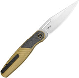 Kizer Cutlery Raze Framelock Knife With S45VN Blade Gold Titanium Handle And Carbon Fiber Inlay For EDC Enthusiasts by Kizer Cutlery