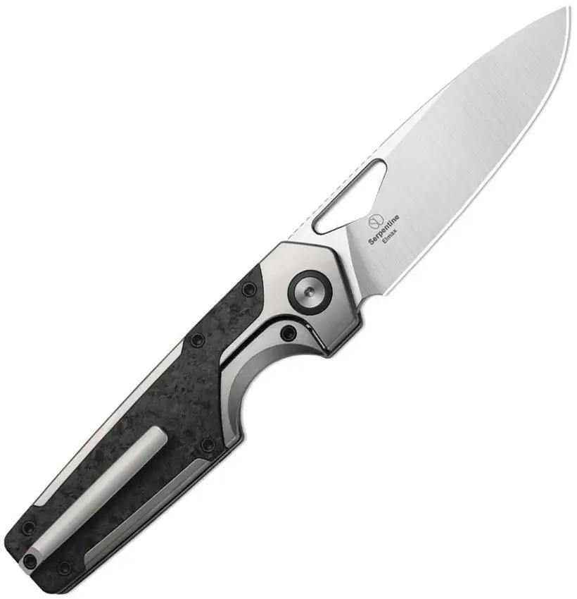 Kizer Cutlery Serpentine Framelock Knife With Elmax Blade Gray Titanium Carbon Fiber Inlay EDC Ready by Kizer Cutlery