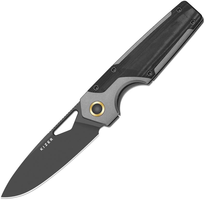 Kizer Serpentine Framelock Knife Elmax Blade DLC Coated Titanium Handle With Micarta Inlay For EDC Enthusiasts by Kizer Cutlery