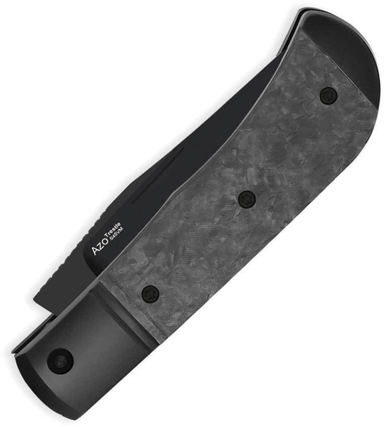 Kizer Trestle Slip Joint EDC Knife With DLC Black S45VN Clip Point Blade Titanium Carbon Fiber Handle Leather Pouch by Kizer Cutlery