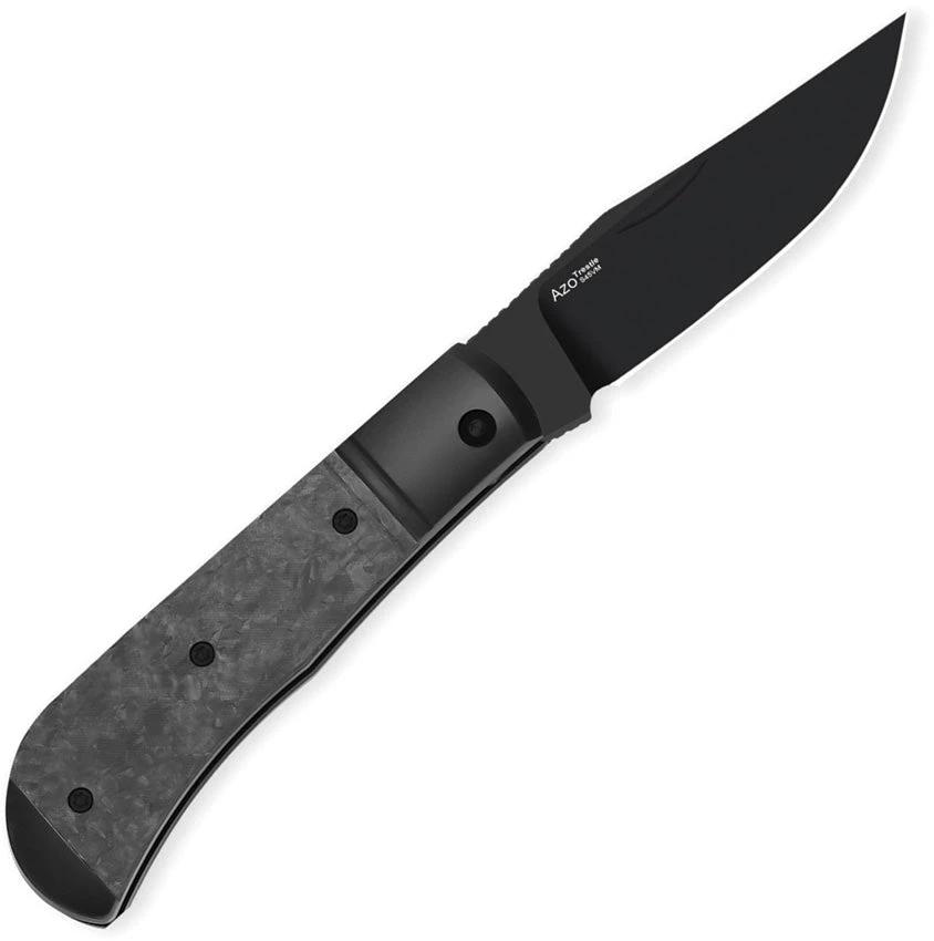 Kizer Trestle Slip Joint EDC Knife With DLC Black S45VN Clip Point Blade Titanium Carbon Fiber Handle Leather Pouch by Kizer Cutlery