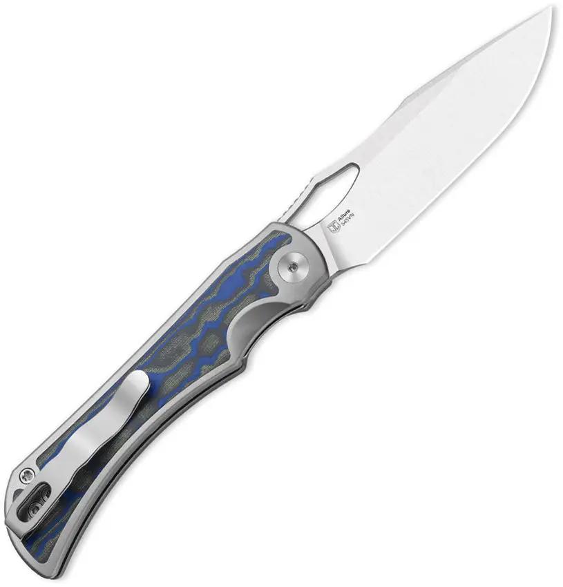 Kizer Allure Linerlock Knife With S45VN Drop Point Blade Premium Vortex Micarta Inlays Gray Titanium Handle EDC by Kizer Cutlery