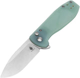 Kizer Cutlery Amicus Button Lock Knife Jade G10 Handle 9Cr18MoV Satin Blade Extended Tang 4 Inch Closed EDC by Kizer Cutlery