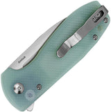 Kizer Cutlery Amicus Button Lock Knife Jade G10 Handle 9Cr18MoV Satin Blade Extended Tang 4 Inch Closed EDC by Kizer Cutlery
