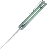 Kizer Cutlery Amicus Button Lock Knife Jade G10 Handle 9Cr18MoV Satin Blade Extended Tang 4 Inch Closed EDC by Kizer Cutlery