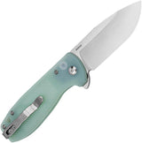 Kizer Cutlery Amicus Button Lock Knife Jade G10 Handle 9Cr18MoV Satin Blade Extended Tang 4 Inch Closed EDC by Kizer Cutlery