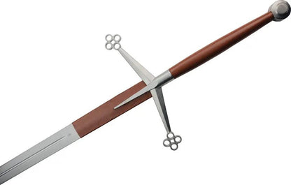 Kingston Arms Scottish Claymore Brown KIN36130 - Satin Finish 5160 Carbon Steel Blade With Brown Leather Wrapped Handle by Kingston Arms