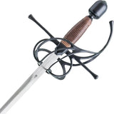 Kingston Arms Swept Hilt Rapier - High Carbon Stainless Blade Brown Cord Wrapped Handle 42.88 Inch Overall by Kingston Arms