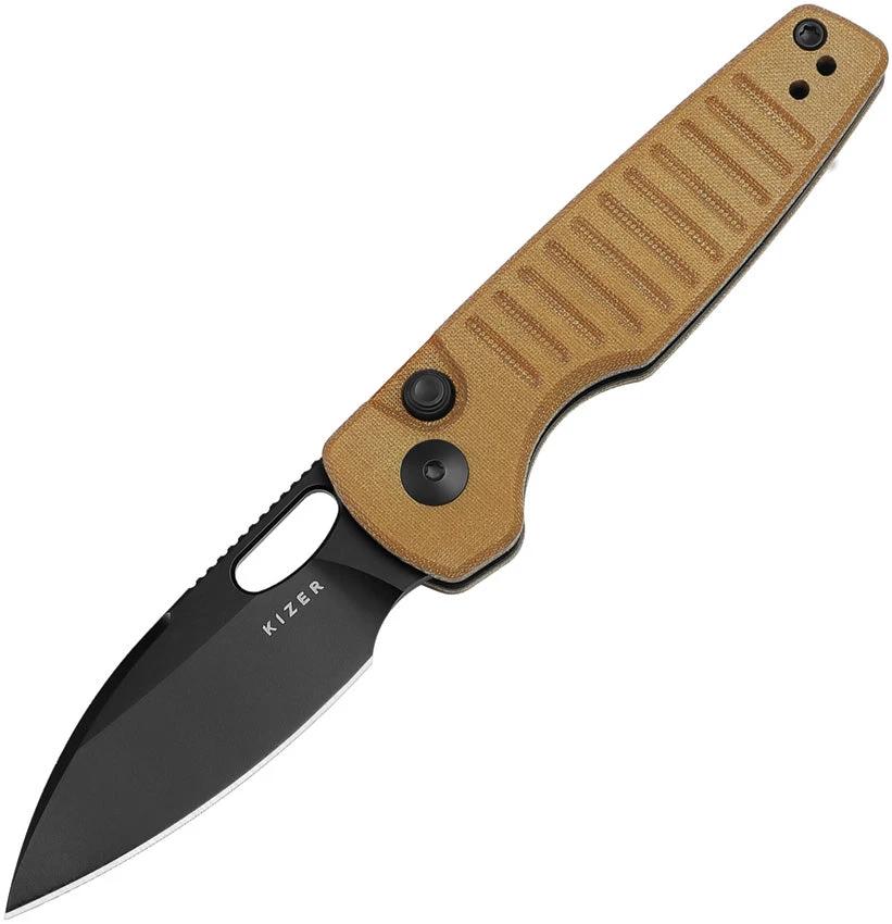 Kizer Cutlery Parakeet Button Lock Micarta V2706A3 by Kizer Cutlery