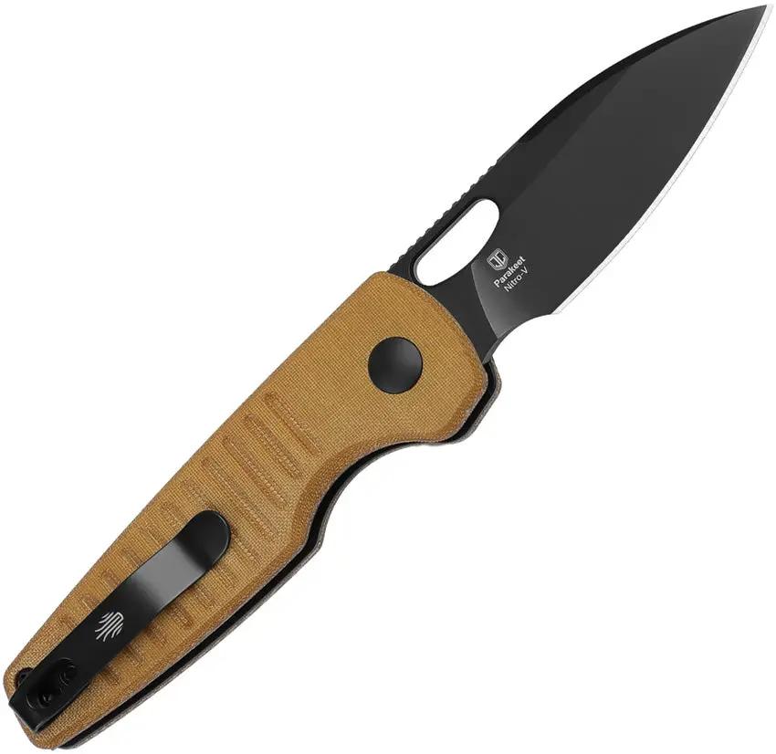 Kizer Parakeet Button Lock Knife PVD Coated Nitro V Steel 2.5in Drop Point Micarta Handle For EDC by Kizer Cutlery