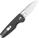 Kizer Cutlery Parakeet Button Lock Knife Black Aluminum Handle 2.5 Inch Satin Nitro V Drop Point Blade EDC by Kizer Cutlery