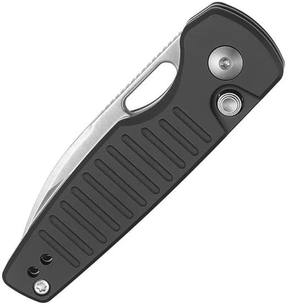 Kizer Cutlery Parakeet Button Lock Knife Black Aluminum Handle 2.5 Inch Satin Nitro V Drop Point Blade EDC by Kizer Cutlery