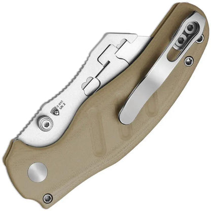Kizer Cutlery C01C Uti 2 Button Lock Utility Knife With Tan G10 Handle Six Replaceable Blades For EDC Enthusiasts by Kizer Cutlery