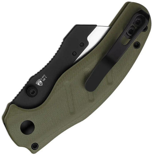 Kizer Cutlery C01C Uti 1 Button Lock Folding Knife Green G10 Handle Six Replaceable Blades EDC by Kizer Cutlery
