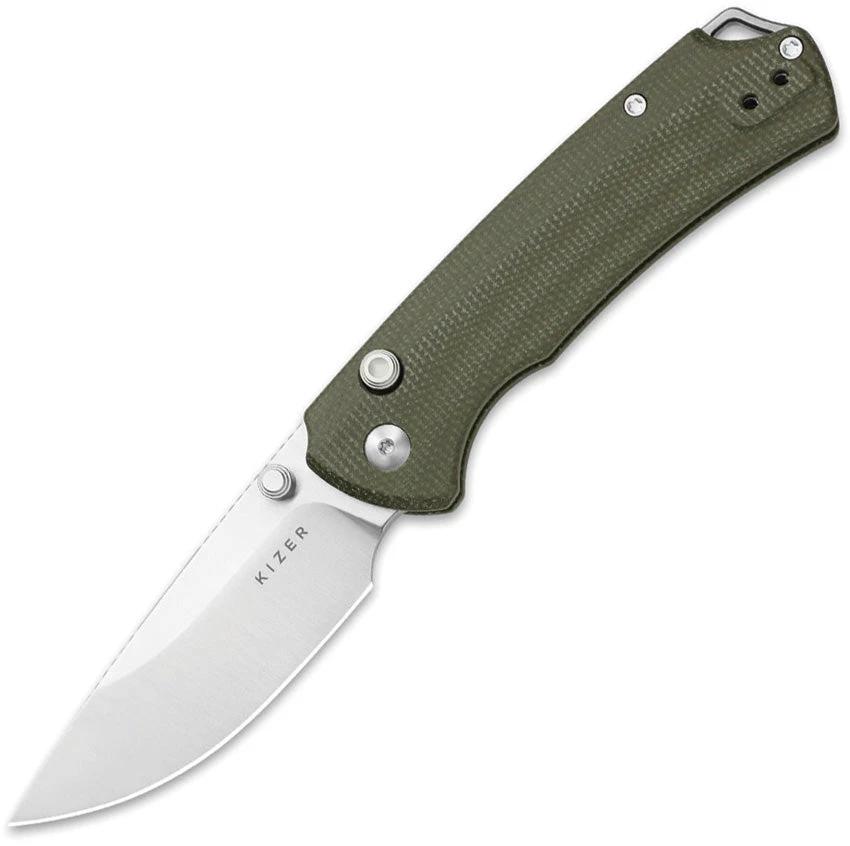 Kizer Cutlery T1 BD Button Lock Grn Mic V34902BA1 by Kizer Cutlery