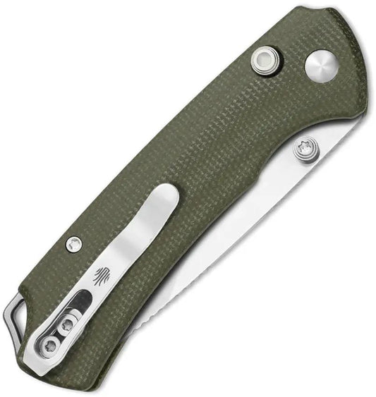 Kizer Cutlery T1 Button Lock Knife with Nitro V Drop Point Blade and Green Micarta Handle for EDC Enthusiasts by Kizer Cutlery