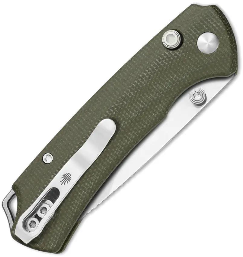 Kizer Cutlery T1 Button Lock Knife with Nitro V Drop Point Blade and Green Micarta Handle for EDC Enthusiasts by Kizer Cutlery