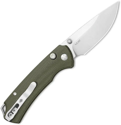 Kizer Cutlery T1 Button Lock Knife with Nitro V Drop Point Blade and Green Micarta Handle for EDC Enthusiasts by Kizer Cutlery