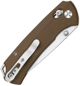 Kizer Cutlery T1 CD Button Lock Knife With Nitro V Satin Drop Point Blade Brown G10 Handle EDC by Kizer Cutlery