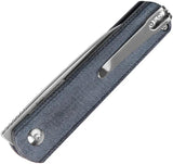 Kizer Feist Linerlock Knife Denim Micarta 154CM Blade Stonewashed Extended Tang EDC by Kizer Cutlery