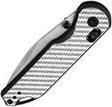 Kizer Cutlery Assassin Clutch Knife Satin Nitro V Blade 4.25 Inch Closed For EDC Enthusiasts Silver CF G10 Handle by Kizer Cutlery