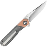Kizer Cutlery Comet Linerlock Knife For EDC Enthusiasts Black Linen Micarta Handle Copper Bolsters Satin 154CM Blade by Kizer Cutlery