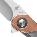 Kizer Cutlery Comet Linerlock Knife For EDC Enthusiasts Black Linen Micarta Handle Copper Bolsters Satin 154CM Blade by Kizer Cutlery