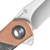 Kizer Cutlery Comet Linerlock Knife For EDC Enthusiasts Black Linen Micarta Handle Copper Bolsters Satin 154CM Blade by Kizer Cutlery