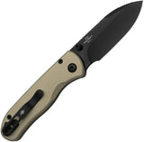Kizer Cutlery Drop Bear 2 Button Lock EDC Knife With Nitro V DLC Coated Blade Tan Aluminum Handle For EDC Enthusiasts by Kizer Cutlery